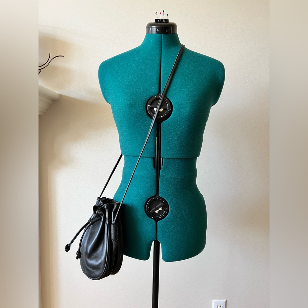 Vintage Coach Black Leather Drawstring Marble Bucket Bag Crossbody Purse - Picture 3 of 11